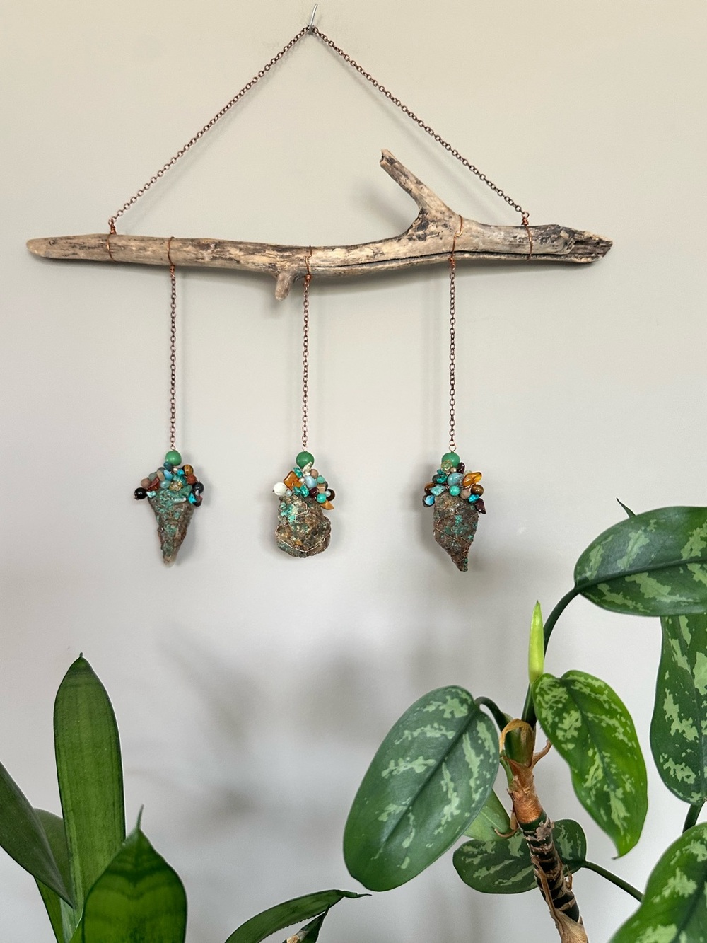 Chrysocolla Driftwood Hanging Wall Decor